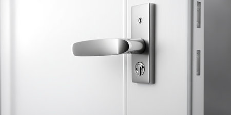 Opening The Door To New Apartment With Key.の素材