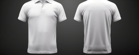 White Polo Shirt With Unique Hem Design On Dark Background.の素材