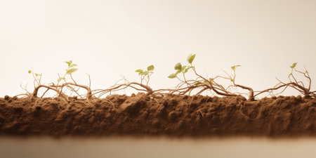 Vine Roots In Clay Vineyard Soil Horticulture Concept.の素材