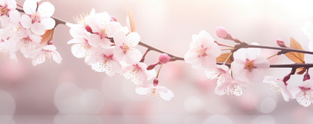 Closeup Of Spring Blossom Branches With Bokeh Effect.の素材
