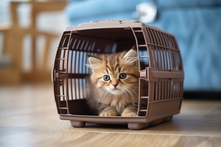 Cute Kitten In Cage.の素材