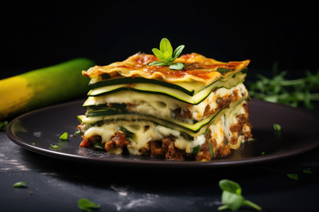Healthy Courgette Lasagna Bolognese, Cheesy And Vegetarian.の素材
