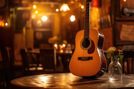 Live Music In Restaurant With Guitar.の素材