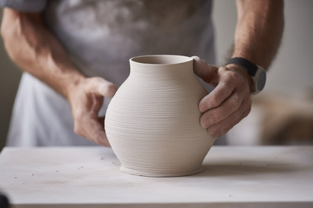 Hands Creating Pottery Vase Takes Shape.の素材