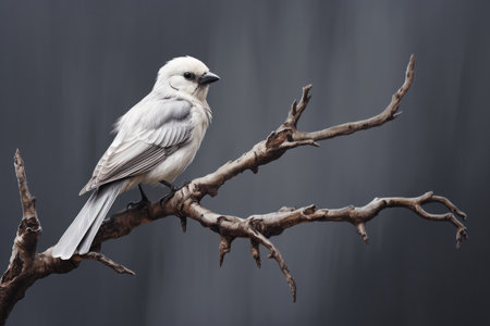 A White Bird Perched On A Branch.の素材