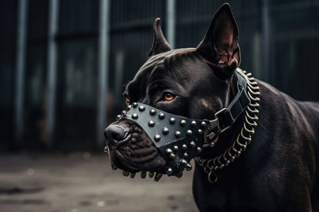 Xl Bully Wearing Metal Dog Muzzle.の素材