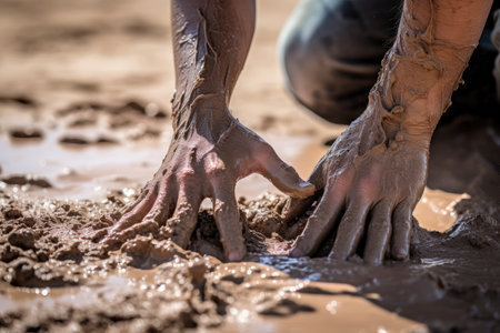 Hand Sinking In Quicksand, Survival Tips For Desert Emergencies.の素材