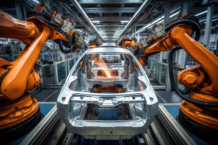 Robots Working On A Car Assembly Line.の素材
