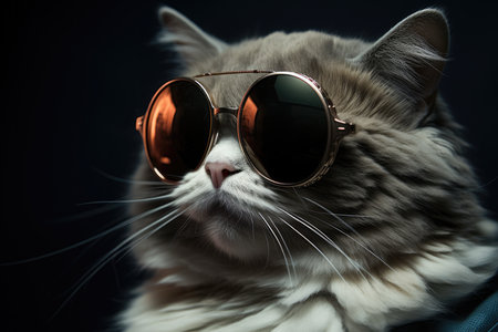 Cat Rocking Sunglasses And Headphones.の素材
