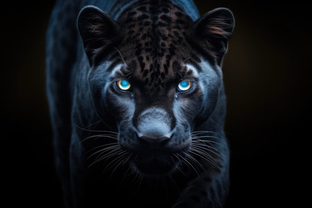 A Black Jaguar With Blue Eyes.の素材