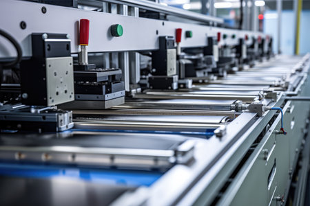 Mass Production Assembly Line Of Electric Car Battery Cells.の素材