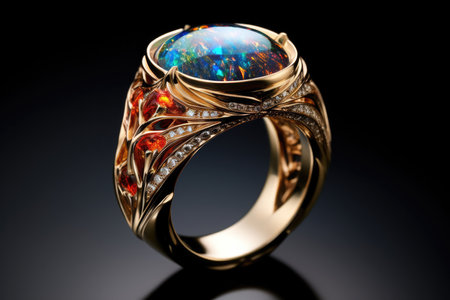 Opulent Ring Featuring An Opal Gemstone On Top.の素材