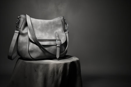 Trendy Gray Youth Womens Handbag On Studio Background.の素材