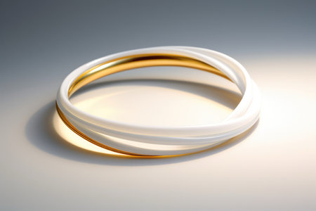 Abstract White Background With Golden Ring. Ð¡oncept Modern Art Photography, Minimalist Aesthetics, Golden Touch, Abstract Composition.の素材
