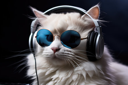 Dj Cat Rocking Sunglasses And Headphones.の素材