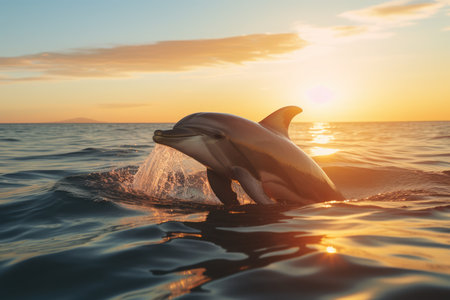 Dolphin, Sunshine At Sea.の素材