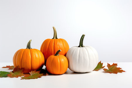 Halloweenthemed White Womens Tshirt Mockup With Pumpkins.の素材