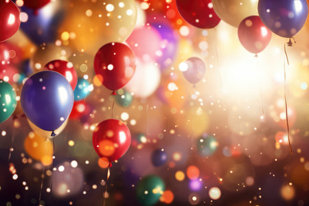 Party Background With Lights, Confetti, Balloons.の素材