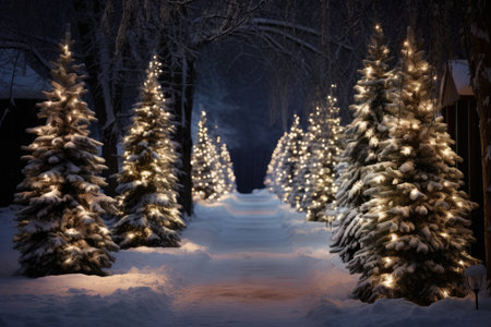 Outdoor Christmas Trees.の素材