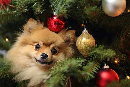 Happy Dog Took Down Christmas Tree.の素材