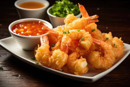 Crunchy Tempura Shrimp With Dipping Sauce.の素材