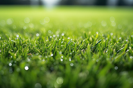 Closeup Of Grass In Football Stadium.の素材
