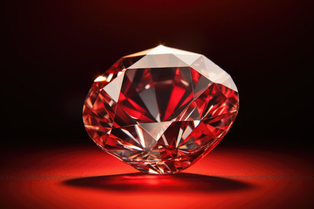 Tinted Diamond Against Red Background Produced By Technology.の素材