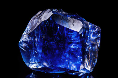 Semiprecious Sapphire Stone Isolated With Black Background. Ð¡oncept Sapphire Gemstone, Precious Stones, Isolated Photos, Black Background, Gemstone Photography.の素材