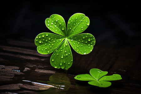 Fourleaf Clover Symbolizing Good Luck On St Patricks Day.の素材
