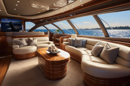 Interior Of Luxurious Private Yacht Lounge Area.の素材