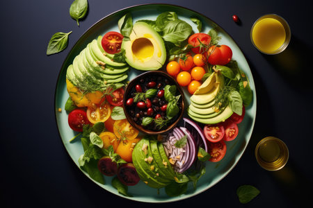 Vibrant Salad Plates With Various Ingredients On Transparent Background.の素材