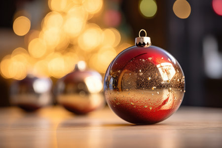 Blurred Lights Accentuating Christmas Tree With Baubles.の素材