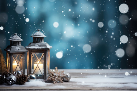 Winterthemed Background With Christmas Decorations.の素材
