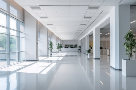 Interior Of Modern Office In White Wall Building.の素材