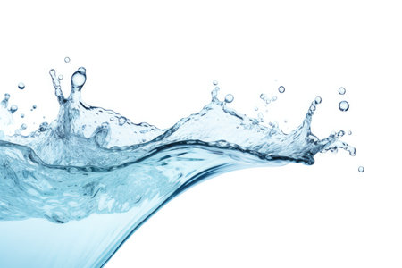 Water Splash Isolated On White Background. Concept Beach Vacation, Sunset Silhouettes, Mountain Adventures, Urban Street Art, Wildlife Encounters.の素材