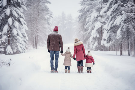 Winter Family Enjoying The Season Together.の素材