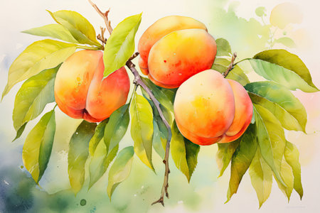Painting Featuring Shades Of Peachyorange For Watercolor Techniques.の素材