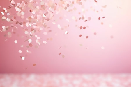 Confetti Falling Against Pastel Pink Background For Celebrations.の素材