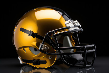 Football Helmet Represents Safety And Protection In American Football Photorealism.の素材