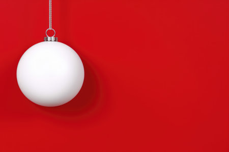 Minimalistic White Ball Frame On Red Background.の素材