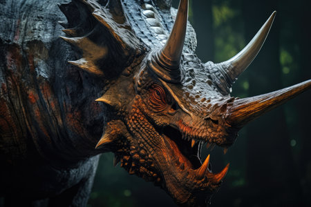 Detailed Closeup Of Triceratops Created Using Innovative Technology.の素材