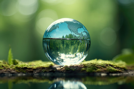 Water Drop Shaped Planet Earth For Water Day.の素材