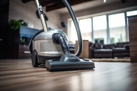 A Vacuum Cleaner In A Living Room.の素材