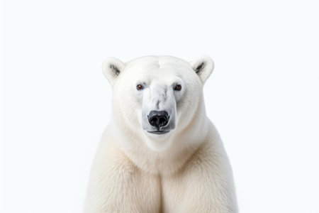 Adult Polar Bear Portrait Isolated On White Photorealism.の素材