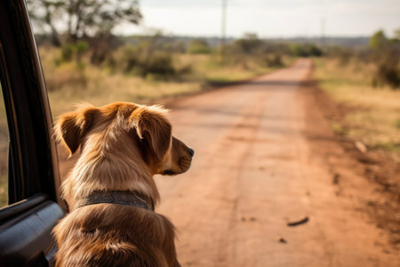A Dog Looking Out The Window Of A Car.の素材