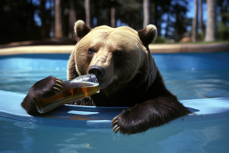 Bear With Beer In Pool.の素材