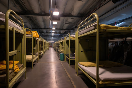 Inside View Of Shelter Providing Refuge For The Homeless.の素材