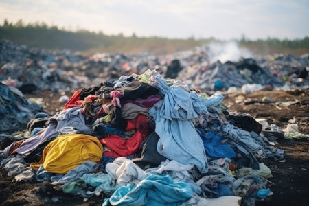 Discarded Clothes Piled Up In Landfill.の素材