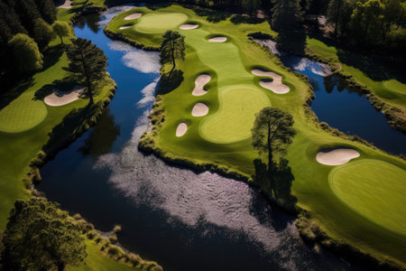 Golf Course Seen From Above In Europe.の素材