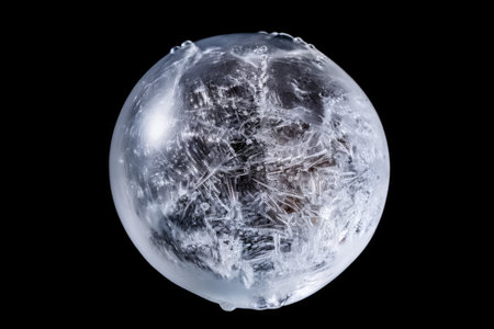 Isolated Ice Ball On Black Background.の素材